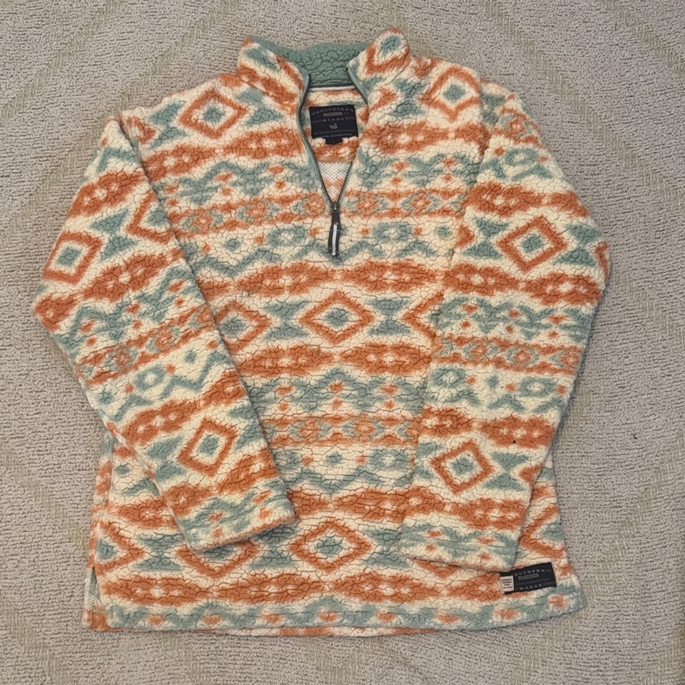 Southern Marsh Sherpa Quarter Zip Pullover – Small